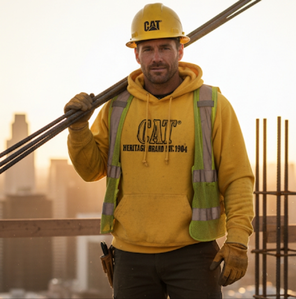 Vintage Yellow Cat Caterpillar Hoodie M